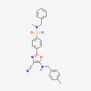 B2438490 N-benzyl-4-(4-cyano-5-((4-methylbenzyl)amino)oxazol-2-yl)-N-methylbenzenesulfonamide CAS No. 941004-00-8