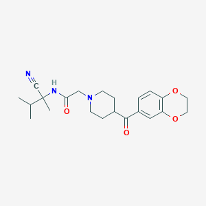 molecular formula C22H29N3O4 B2438495 N-(1-cyano-1,2-dimethylpropyl)-2-[4-(2,3-dihydro-1,4-benzodioxine-6-carbonyl)piperidin-1-yl]acetamide CAS No. 1030707-84-6