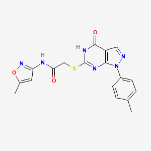 molecular formula C18H16N6O3S B2438522 N-(5-methylisoxazol-3-yl)-2-((4-oxo-1-(p-tolyl)-4,5-dihydro-1H-pyrazolo[3,4-d]pyrimidin-6-yl)thio)acetamide CAS No. 851124-71-5