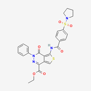 molecular formula C26H24N4O6S2 B2438534 ethyl 4-oxo-3-phenyl-5-[4-(pyrrolidine-1-sulfonyl)benzamido]-3H,4H-thieno[3,4-d]pyridazine-1-carboxylate CAS No. 851947-70-1