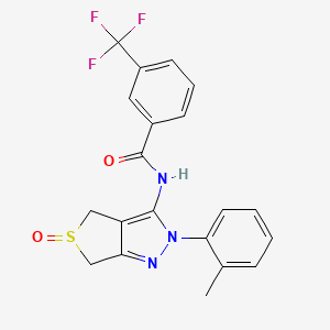 molecular formula C20H16F3N3O2S B2438545 N-[2-(2-methylphenyl)-5-oxo-2H,4H,6H-5lambda4-thieno[3,4-c]pyrazol-3-yl]-3-(trifluoromethyl)benzamide CAS No. 1007194-23-1