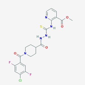 molecular formula C21H20ClF2N5O4S B2438550 Methyl 2-[({[1-(4-chloro-2,5-difluorobenzoyl)piperidin-4-yl]formohydrazido}methanethioyl)amino]pyridine-3-carboxylate CAS No. 702667-64-9