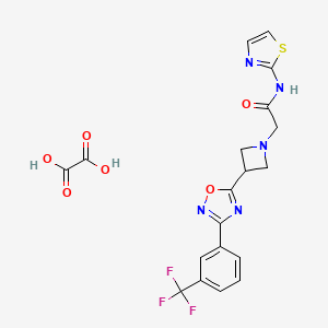 molecular formula C19H16F3N5O6S B2438551 N-(thiazol-2-yl)-2-(3-(3-(3-(trifluoromethyl)phenyl)-1,2,4-oxadiazol-5-yl)azetidin-1-yl)acetamide oxalate CAS No. 1351585-06-2