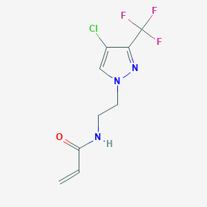 molecular formula C9H9ClF3N3O B2438552 N-{2-[4-chloro-3-(trifluoromethyl)-1H-pyrazol-1-yl]ethyl}prop-2-enamide CAS No. 2411264-18-9