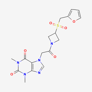 molecular formula C17H19N5O6S B2438579 7-(2-(3-((furan-2-ylmethyl)sulfonyl)azetidin-1-yl)-2-oxoethyl)-1,3-dimethyl-1H-purine-2,6(3H,7H)-dione CAS No. 1797633-65-8