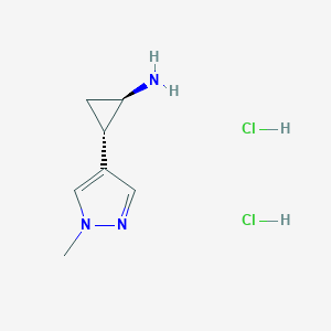 molecular formula C7H13Cl2N3 B2438620 trans-2-(1-Methyl-1h-pyrazol-4-yl)cyclopropanamine dihydrochloride CAS No. 1899946-29-2
