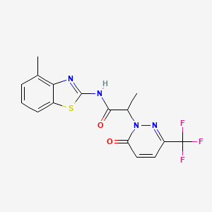 molecular formula C16H13F3N4O2S B2438622 N-(4-methyl-1,3-benzothiazol-2-yl)-2-[6-oxo-3-(trifluoromethyl)-1,6-dihydropyridazin-1-yl]propanamide CAS No. 2380190-07-6