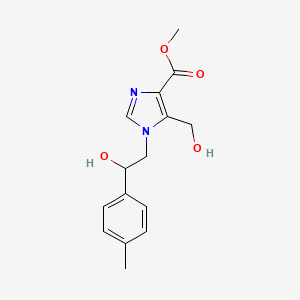 molecular formula C15H18N2O4 B2438650 methyl 5-(hydroxymethyl)-1-[2-hydroxy-2-(4-methylphenyl)ethyl]-1H-imidazole-4-carboxylate CAS No. 1984073-97-3