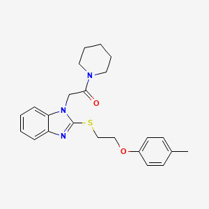 molecular formula C23H27N3O2S B2438685 2-(2-{[2-(4-methylphenoxy)ethyl]sulfanyl}-1H-1,3-benzodiazol-1-yl)-1-(piperidin-1-yl)ethan-1-one CAS No. 920116-31-0