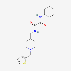 molecular formula C19H29N3O2S B2438715 N1-cyclohexyl-N2-((1-(thiophen-2-ylmethyl)piperidin-4-yl)methyl)oxalamide CAS No. 953230-93-8