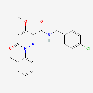 molecular formula C20H18ClN3O3 B2438737 N-[(4-CHLOROPHENYL)METHYL]-4-METHOXY-1-(2-METHYLPHENYL)-6-OXO-16-DIHYDROPYRIDAZINE-3-CARBOXAMIDE CAS No. 1004384-08-0