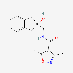 molecular formula C16H18N2O3 B2438744 N-((2-hydroxy-2,3-dihydro-1H-inden-2-yl)methyl)-3,5-dimethylisoxazole-4-carboxamide CAS No. 2034528-03-3