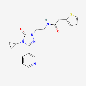 molecular formula C18H19N5O2S B2438784 N-(2-(4-cyclopropyl-5-oxo-3-(pyridin-3-yl)-4,5-dihydro-1H-1,2,4-triazol-1-yl)ethyl)-2-(thiophen-2-yl)acetamide CAS No. 1795409-13-0