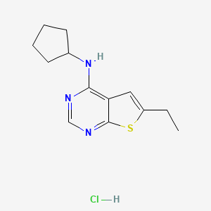 molecular formula C13H18ClN3S B2438809 N-cyclopentyl-6-ethylthieno[2,3-d]pyrimidin-4-amine hydrochloride CAS No. 1052541-54-4