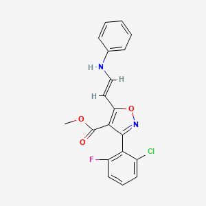 molecular formula C19H14ClFN2O3 B2438814 methyl 3-(2-chloro-6-fluorophenyl)-5-[(E)-2-(phenylamino)ethenyl]-1,2-oxazole-4-carboxylate CAS No. 338417-56-4