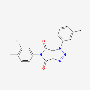 molecular formula C18H15FN4O2 B2438837 5-(3-fluoro-4-methylphenyl)-1-(3-methylphenyl)-1H,3aH,4H,5H,6H,6aH-pyrrolo[3,4-d][1,2,3]triazole-4,6-dione CAS No. 1170847-45-6