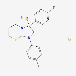 3-(4-fluorophenyl)-3-hydroxy-1-(p-tolyl)-3,5,6,7-tetrahydro-2H-imidazo[2,1-b][1,3]thiazin-1-ium bromide