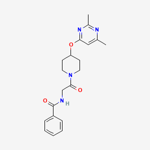 molecular formula C20H24N4O3 B2438865 N-(2-(4-((2,6-dimethylpyrimidin-4-yl)oxy)piperidin-1-yl)-2-oxoethyl)benzamide CAS No. 2034472-43-8