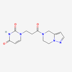 molecular formula C13H15N5O3 B2438867 1-(3-(6,7-dihydropyrazolo[1,5-a]pyrazin-5(4H)-yl)-3-oxopropyl)pyrimidine-2,4(1H,3H)-dione CAS No. 2034544-64-2