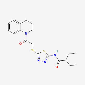 molecular formula C19H24N4O2S2 B2438869 N-(5-((2-(3,4-dihydroquinolin-1(2H)-yl)-2-oxoethyl)thio)-1,3,4-thiadiazol-2-yl)-2-ethylbutanamide CAS No. 392299-97-7