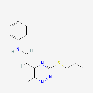 4-Methyl-N-(2-(6-methyl-3-(propylsulfanyl)-1,2,4-triazin-5-yl)vinyl)aniline