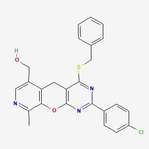 [7-(Benzylsulfanyl)-5-(4-chlorophenyl)-14-methyl-2-oxa-4,6,13-triazatricyclo[8.4.0.0^{3,8}]tetradeca-1(10),3(8),4,6,11,13-hexaen-11-yl]methanol