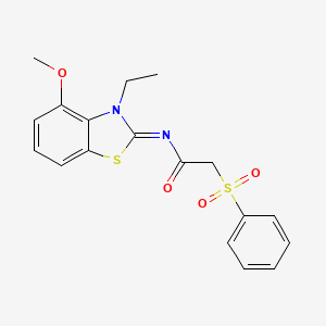 2-(benzenesulfonyl)-N-(3-ethyl-4-methoxy-1,3-benzothiazol-2-ylidene)acetamide