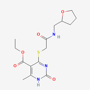 molecular formula C15H21N3O5S B2438899 Ethyl 6-methyl-2-oxo-4-((2-oxo-2-(((tetrahydrofuran-2-yl)methyl)amino)ethyl)thio)-1,2-dihydropyrimidine-5-carboxylate CAS No. 899749-54-3