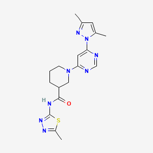 molecular formula C18H22N8OS B2438925 1-(6-(3,5-dimethyl-1H-pyrazol-1-yl)pyrimidin-4-yl)-N-(5-methyl-1,3,4-thiadiazol-2-yl)piperidine-3-carboxamide CAS No. 1334376-04-3