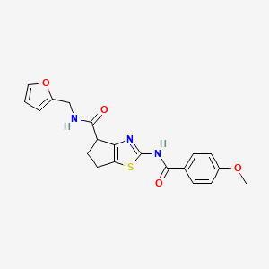 N-(furan-2-ylmethyl)-2-(4-methoxybenzamido)-5,6-dihydro-4H-cyclopenta[d]thiazole-4-carboxamide