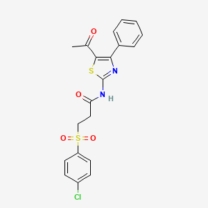 N-(5-acetyl-4-phenylthiazol-2-yl)-3-((4-chlorophenyl)sulfonyl)propanamide