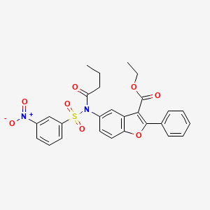 molecular formula C27H24N2O8S B2438943 ethyl 5-(N-((3-nitrophenyl)sulfonyl)butyramido)-2-phenylbenzofuran-3-carboxylate CAS No. 448214-83-3