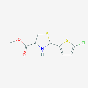 molecular formula C9H10ClNO2S2 B2439007 Methyl 2-(5-chlorothiophen-2-yl)-1,3-thiazolidine-4-carboxylate CAS No. 2169573-13-9