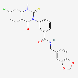 molecular formula C23H16ClN3O4S B2439018 N-[(2H-1,3-benzodioxol-5-yl)methyl]-3-(7-chloro-4-oxo-2-sulfanylidene-1,2,3,4-tetrahydroquinazolin-3-yl)benzamide CAS No. 451466-92-5