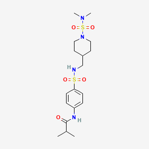 molecular formula C18H30N4O5S2 B2439020 N-(4-(N-((1-(N,N-dimethylsulfamoyl)piperidin-4-yl)methyl)sulfamoyl)phenyl)isobutyramide CAS No. 2034458-40-5