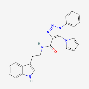 molecular formula C23H20N6O B2439028 N-[2-(1H-indol-3-yl)ethyl]-1-phenyl-5-(1H-pyrrol-1-yl)-1H-1,2,3-triazole-4-carboxamide CAS No. 1795087-01-2