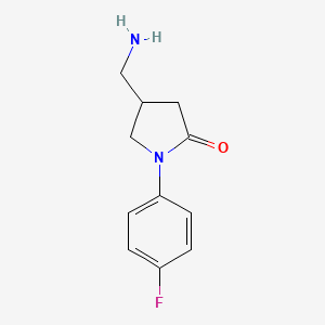 molecular formula C11H13FN2O B2439036 4-(Aminomethyl)-1-(4-fluorophenyl)pyrrolidin-2-one CAS No. 933748-83-5