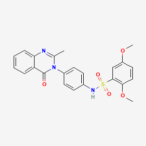 molecular formula C23H21N3O5S B2439066 2,5-dimethoxy-N-(4-(2-methyl-4-oxoquinazolin-3(4H)-yl)phenyl)benzenesulfonamide CAS No. 898455-79-3