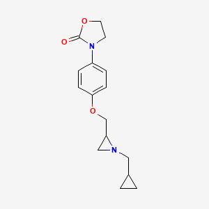molecular formula C16H20N2O3 B2439072 3-(4-{[1-(Cyclopropylmethyl)aziridin-2-yl]methoxy}phenyl)-1,3-oxazolidin-2-one CAS No. 2418648-98-1