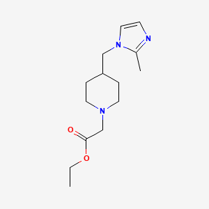 molecular formula C14H23N3O2 B2439073 ethyl 2-(4-((2-methyl-1H-imidazol-1-yl)methyl)piperidin-1-yl)acetate CAS No. 1421485-53-1