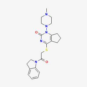 4-((2-(indolin-1-yl)-2-oxoethyl)thio)-1-(4-methylpiperazin-1-yl)-6,7-dihydro-1H-cyclopenta[d]pyrimidin-2(5H)-one
