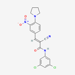 (E)-2-cyano-N-(3,5-dichlorophenyl)-3-(3-nitro-4-pyrrolidin-1-ylphenyl)prop-2-enamide