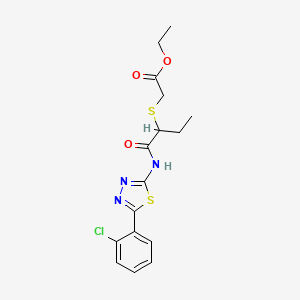 Ethyl 2-((1-((5-(2-chlorophenyl)-1,3,4-thiadiazol-2-yl)amino)-1-oxobutan-2-yl)thio)acetate
