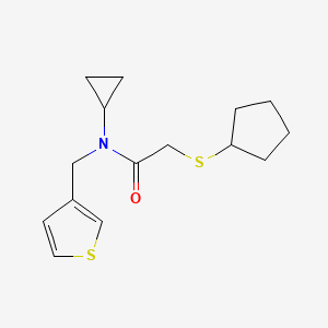 2-(cyclopentylthio)-N-cyclopropyl-N-(thiophen-3-ylmethyl)acetamide