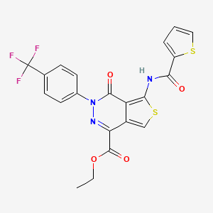 B2439140 Ethyl 4-oxo-5-(thiophene-2-carbonylamino)-3-[4-(trifluoromethyl)phenyl]thieno[3,4-d]pyridazine-1-carboxylate CAS No. 851951-49-0