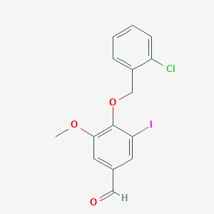 molecular formula C15H12ClIO3 B2439155 4-[(2-Chlorobenzyl)oxy]-3-iodo-5-methoxybenzaldehyde CAS No. 345985-63-9