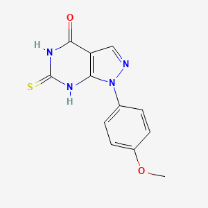 molecular formula C12H10N4O2S B2439160 6-Mercapto-1-(4-methoxyphenyl)-1h-pyrazolo[3,4-d]pyrimidin-4-ol CAS No. 1044140-07-9
