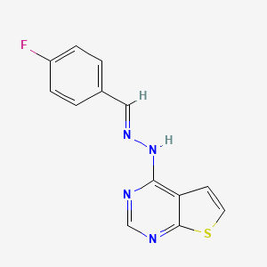 molecular formula C13H9FN4S B2439161 (E)-1-[(4-fluorophenyl)methylidene]-2-{thieno[2,3-d]pyrimidin-4-yl}hydrazine CAS No. 478248-68-9