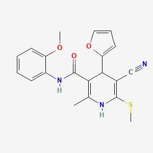 molecular formula C20H19N3O3S B2439173 5-cyano-4-(furan-2-yl)-N-(2-methoxyphenyl)-2-methyl-6-methylsulfanyl-1,4-dihydropyridine-3-carboxamide CAS No. 207003-78-9