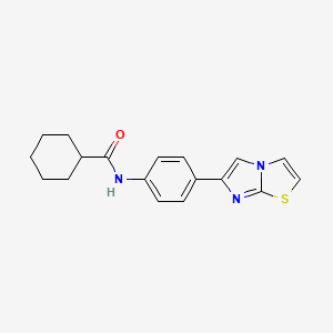 molecular formula C18H19N3OS B2439212 N-(4-{imidazo[2,1-b][1,3]thiazol-6-yl}phenyl)cyclohexanecarboxamide CAS No. 851473-15-9